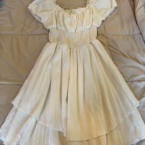 SHEIN Cream Ruffled Casual Dress